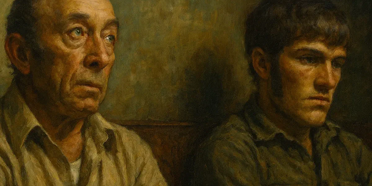 Πορτραίτο των Charles Hickson και Calvin Parker με ρεαλιστικό ύφος, απόδοση με τεχνητή νοημοσύνη.