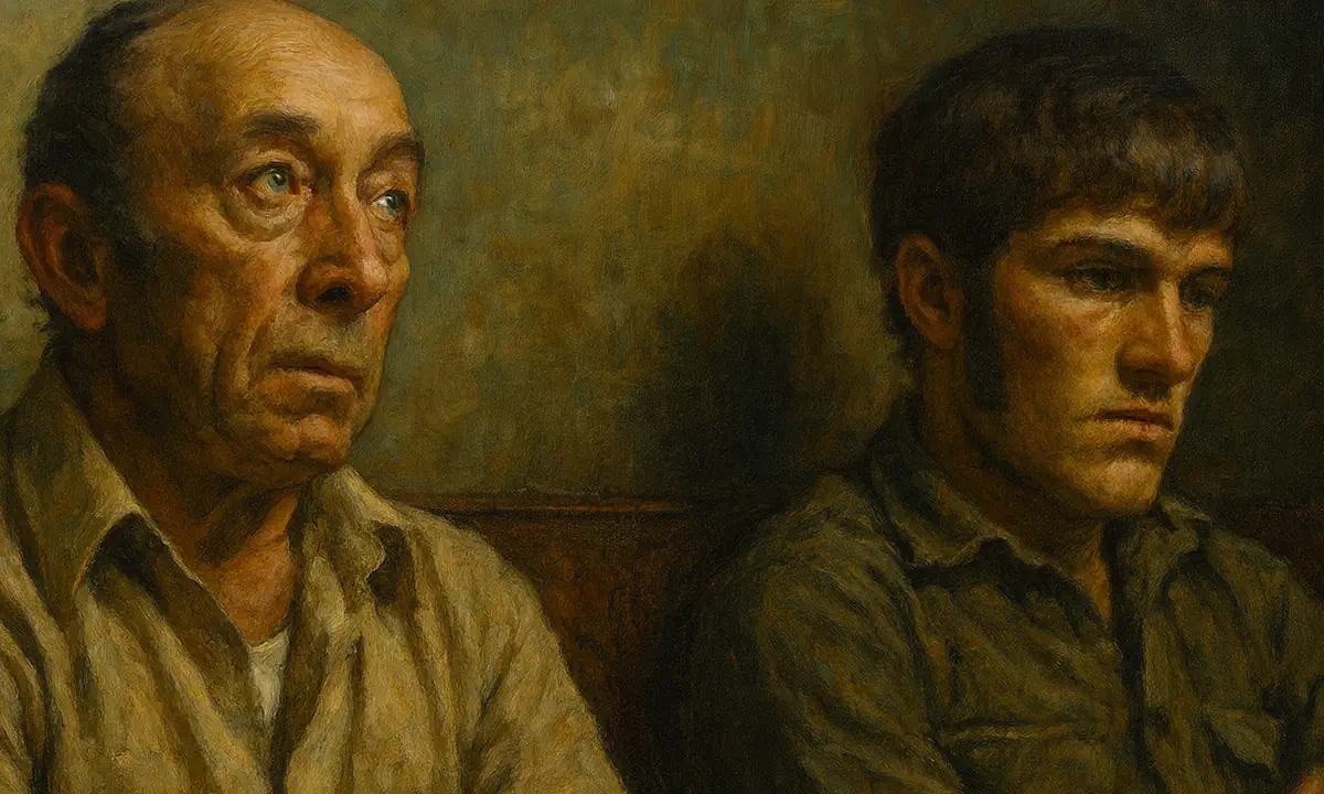 Πορτραίτο των Charles Hickson και Calvin Parker με ρεαλιστικό ύφος, απόδοση με τεχνητή νοημοσύνη.