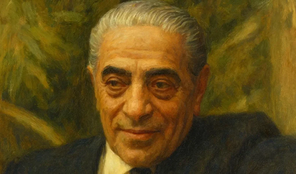 Ζωγραφικό πορτρέτο του Αριστοτέλη Ωνάση.