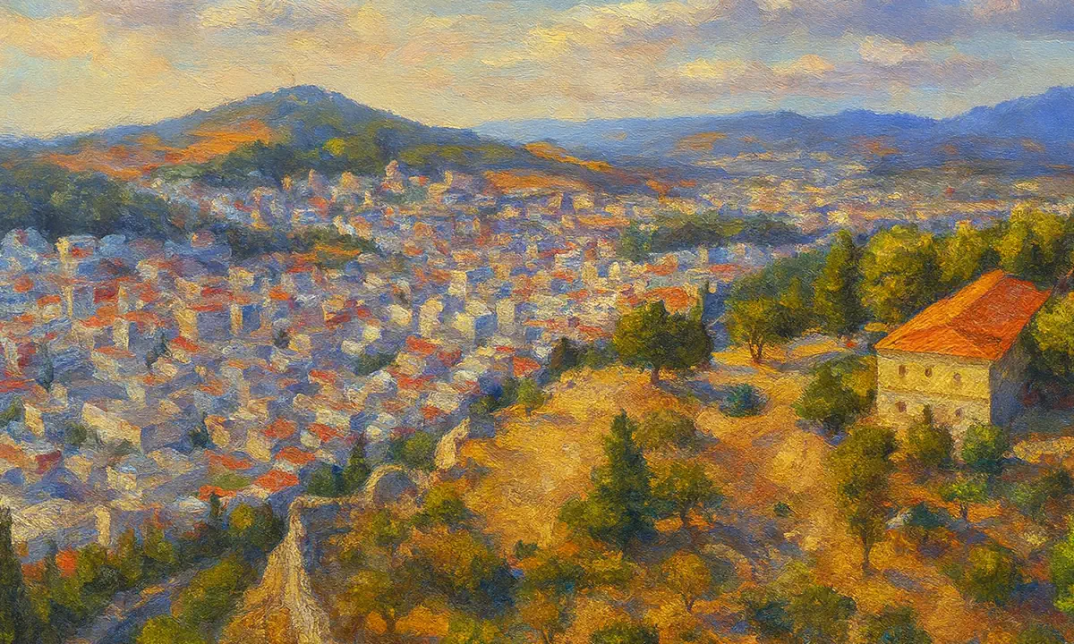 Πανοραμική θέα της Λαμίας και του Κάστρου της.
