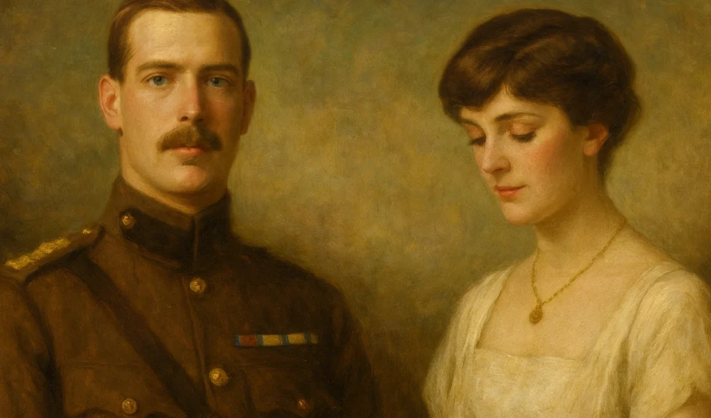 AI-generated portrait of King Alexander I of Greece and Aspasia Manos, based on historical photos