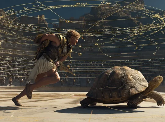 Καλλιτεχνική απεικόνιση του παραδόξου του Αχιλλέα και της χελώνας