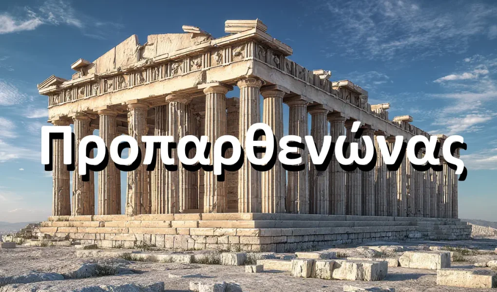 Προπαρθενώνας στην Ακρόπολη με δωρικό ρυθμό και μαρμάρινα τύμπανα κιόνων