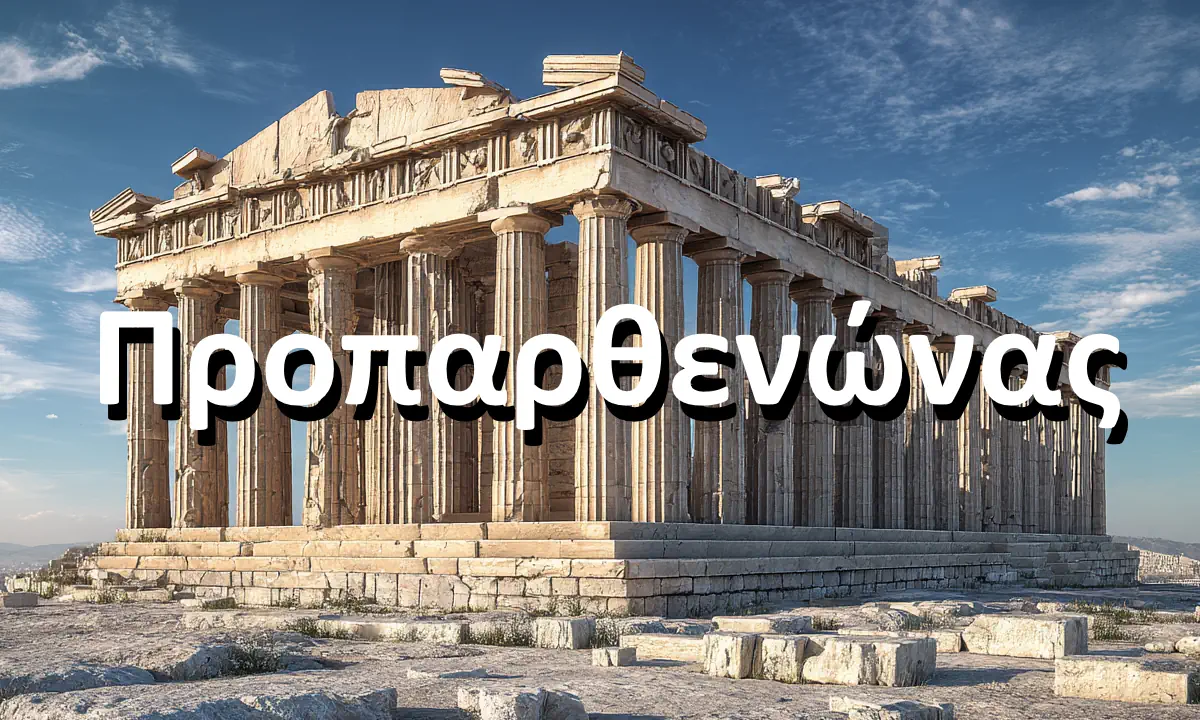 Προπαρθενώνας στην Ακρόπολη με δωρικό ρυθμό και μαρμάρινα τύμπανα κιόνων