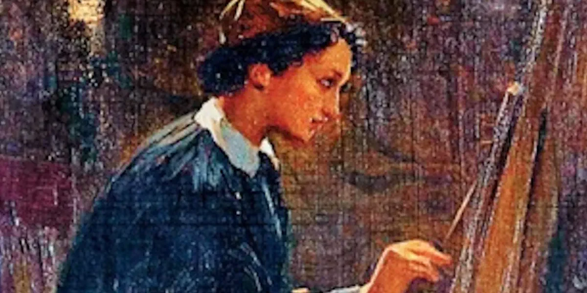 Ελένη Μπούκουρα Αλταμούρα ελαιογραφία αυτοπροσωπογραφία καβαλέτο