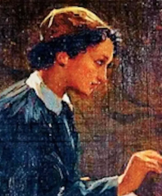 Ελένη Μπούκουρα Αλταμούρα ελαιογραφία αυτοπροσωπογραφία καβαλέτο