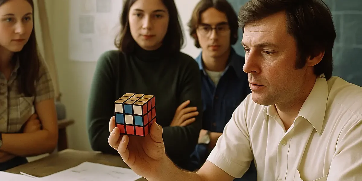 Εργαστήριο αρχιτεκτονικής στη Βουδαπέστη με φοιτητές και πρωτότυπα εκπαιδευτικά εργαλεία, δεκαετία 1970.