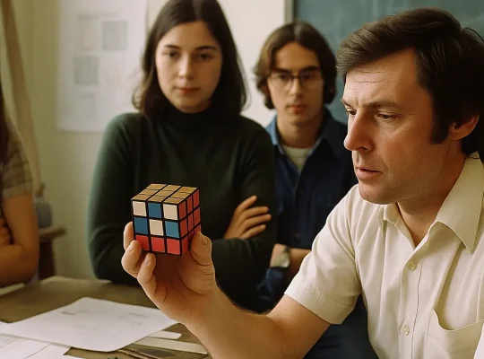 Εργαστήριο αρχιτεκτονικής στη Βουδαπέστη με φοιτητές και πρωτότυπα εκπαιδευτικά εργαλεία, δεκαετία 1970.