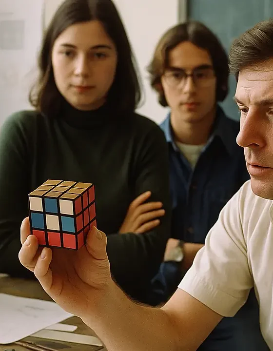 Εργαστήριο αρχιτεκτονικής στη Βουδαπέστη με φοιτητές και πρωτότυπα εκπαιδευτικά εργαλεία, δεκαετία 1970.